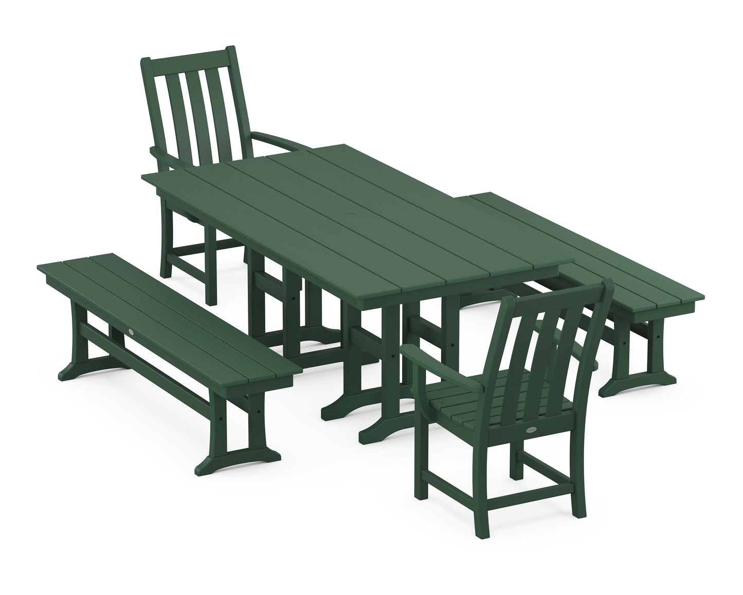 Vineyard 5-Piece Farmhouse Dining Set with Benches