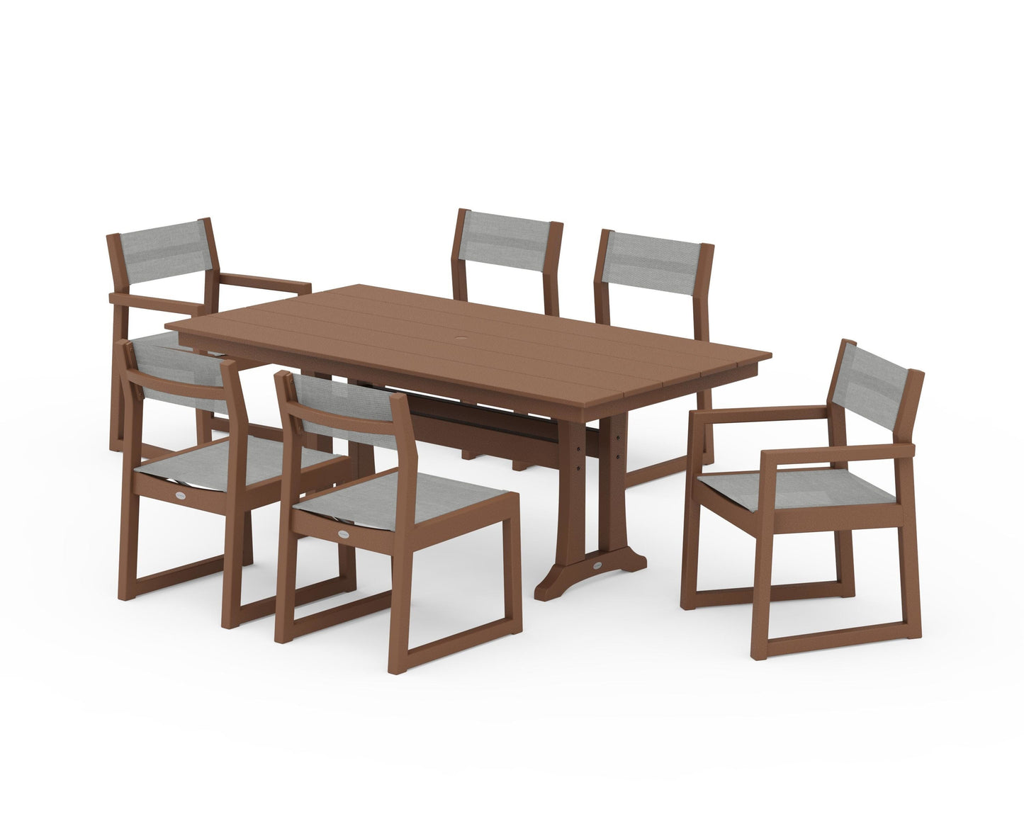 EDGE Sling 7-Piece Farmhouse Trestle Dining Set