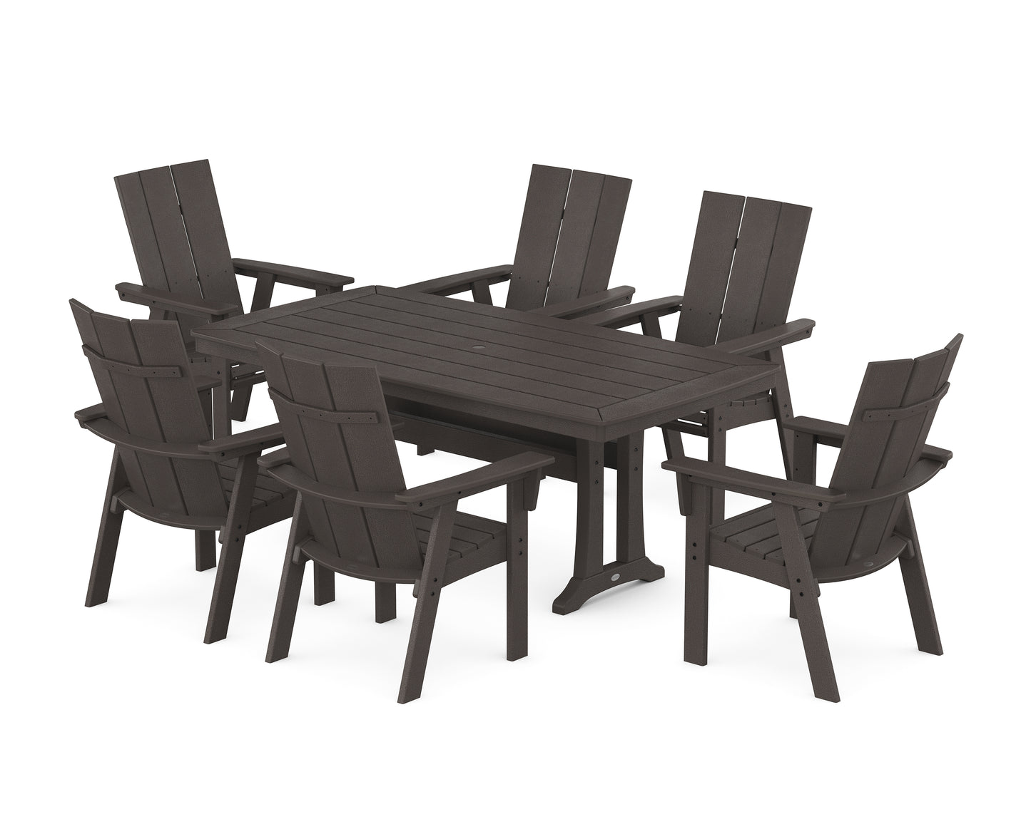 Modern Curveback Adirondack 7-Piece Dining Set with Trestle Legs