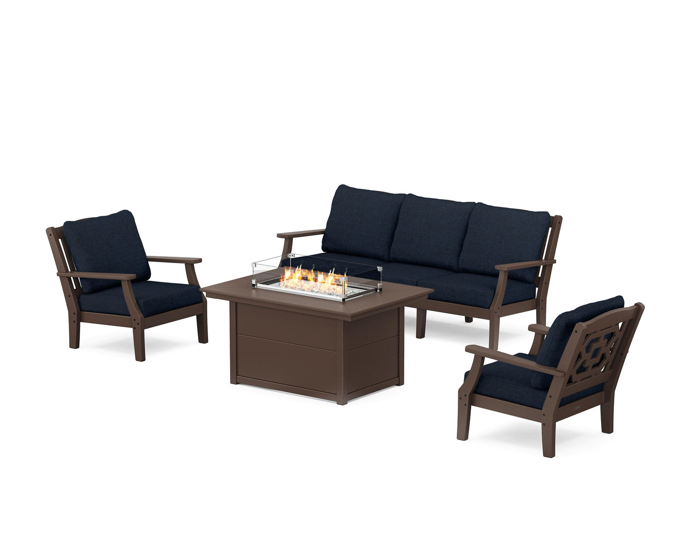 Chinoiserie Deep Seating Fire Pit Table Set