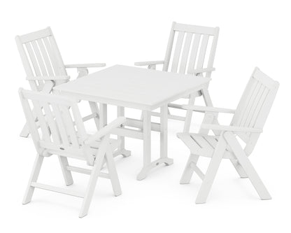 Vineyard Folding Chair 5-Piece Farmhouse Dining Set