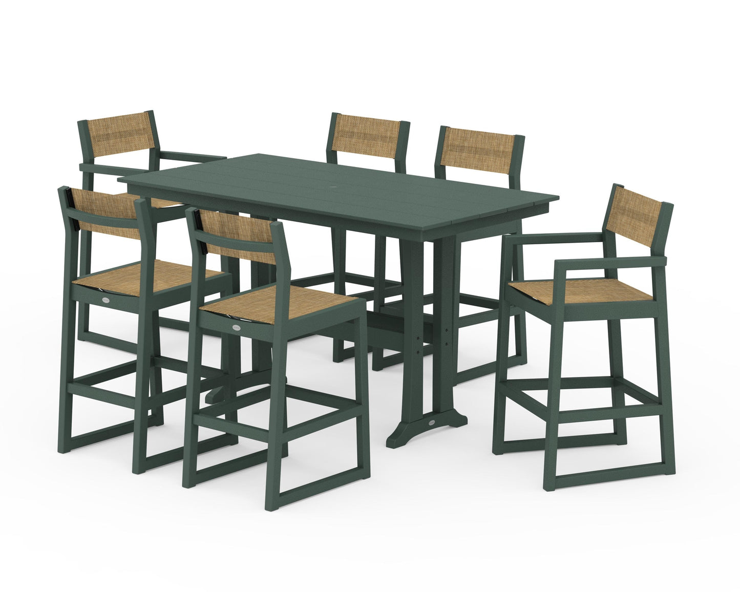 EDGE Sling 7-Piece Farmhouse Bar Set with Trestle Legs