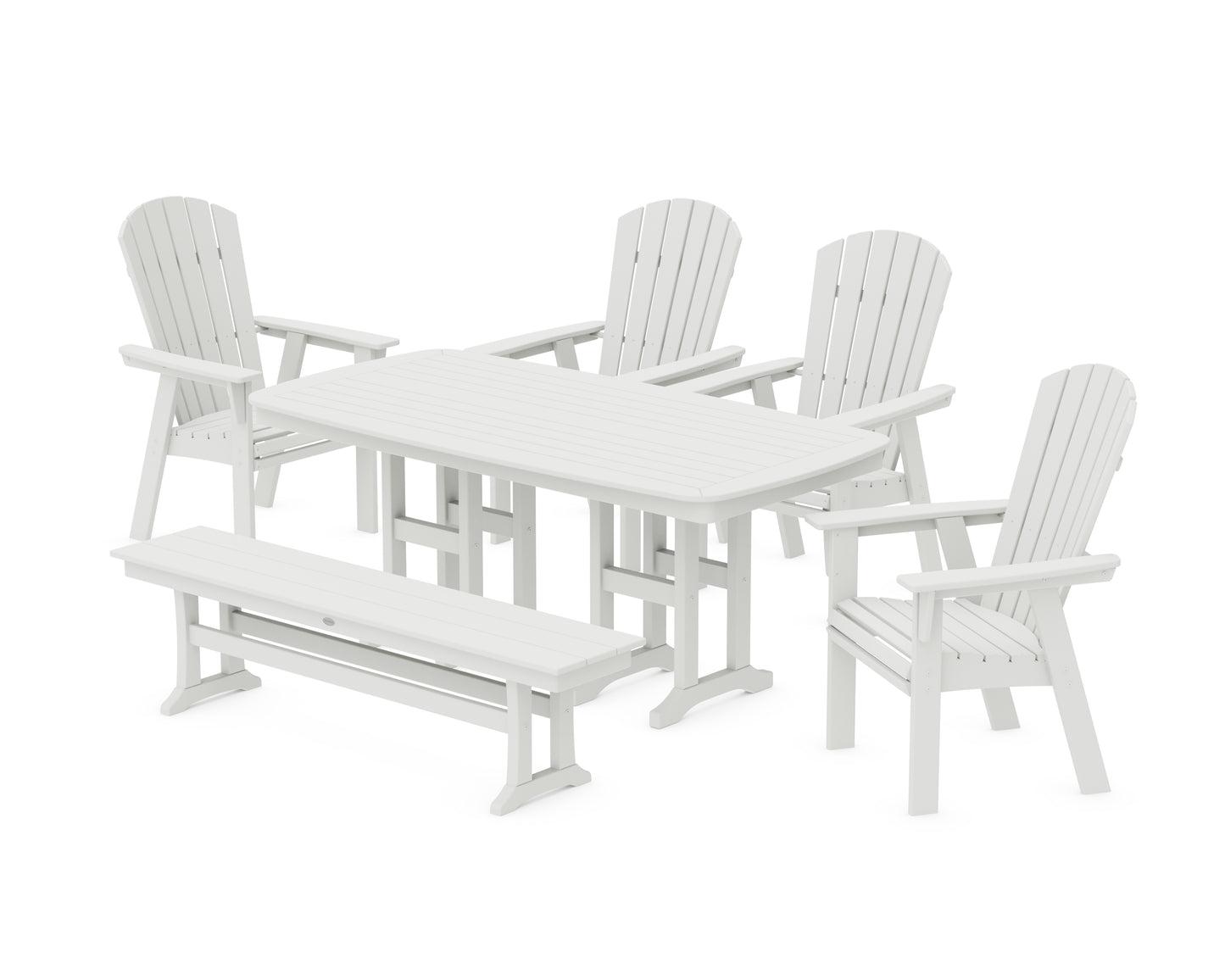 Nautical Curveback Adirondack 6-Piece Dining Set with Bench