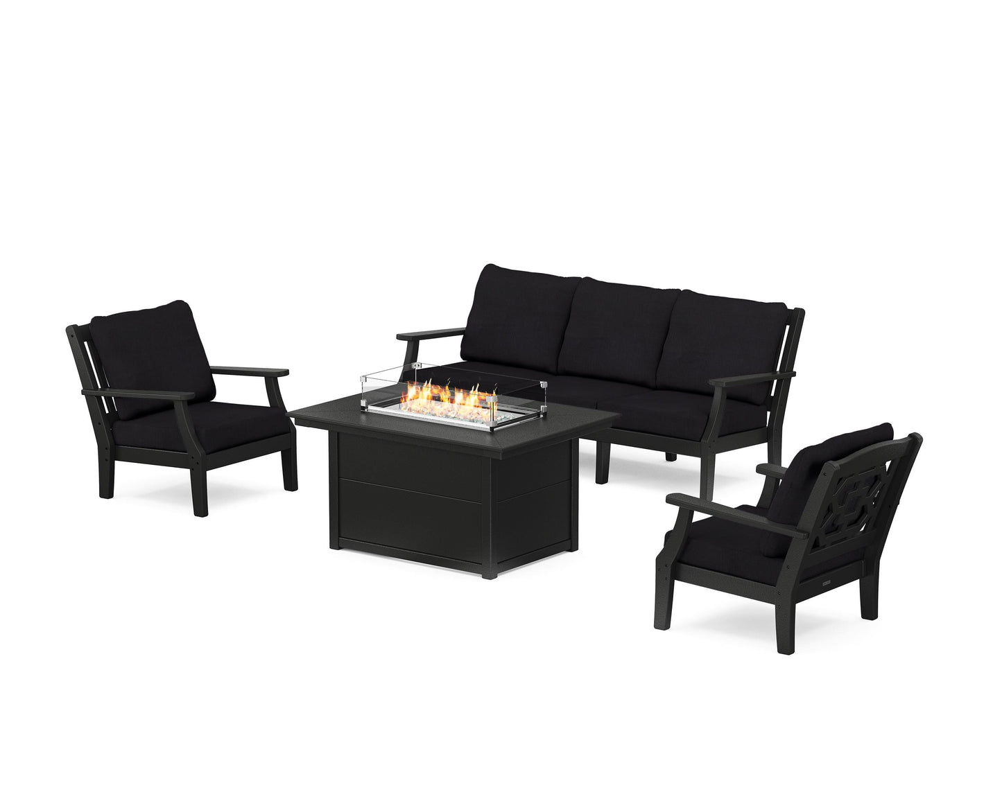 Chinoiserie Deep Seating Fire Pit Table Set