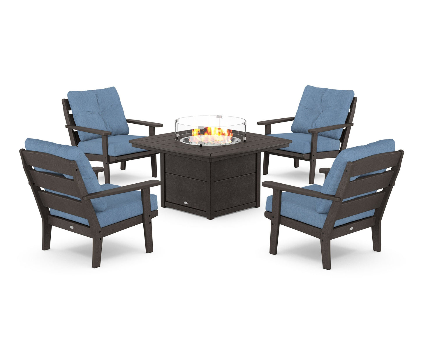 Lakeside 5-Piece Deep Seating Set with Nautical Fire Pit Table
