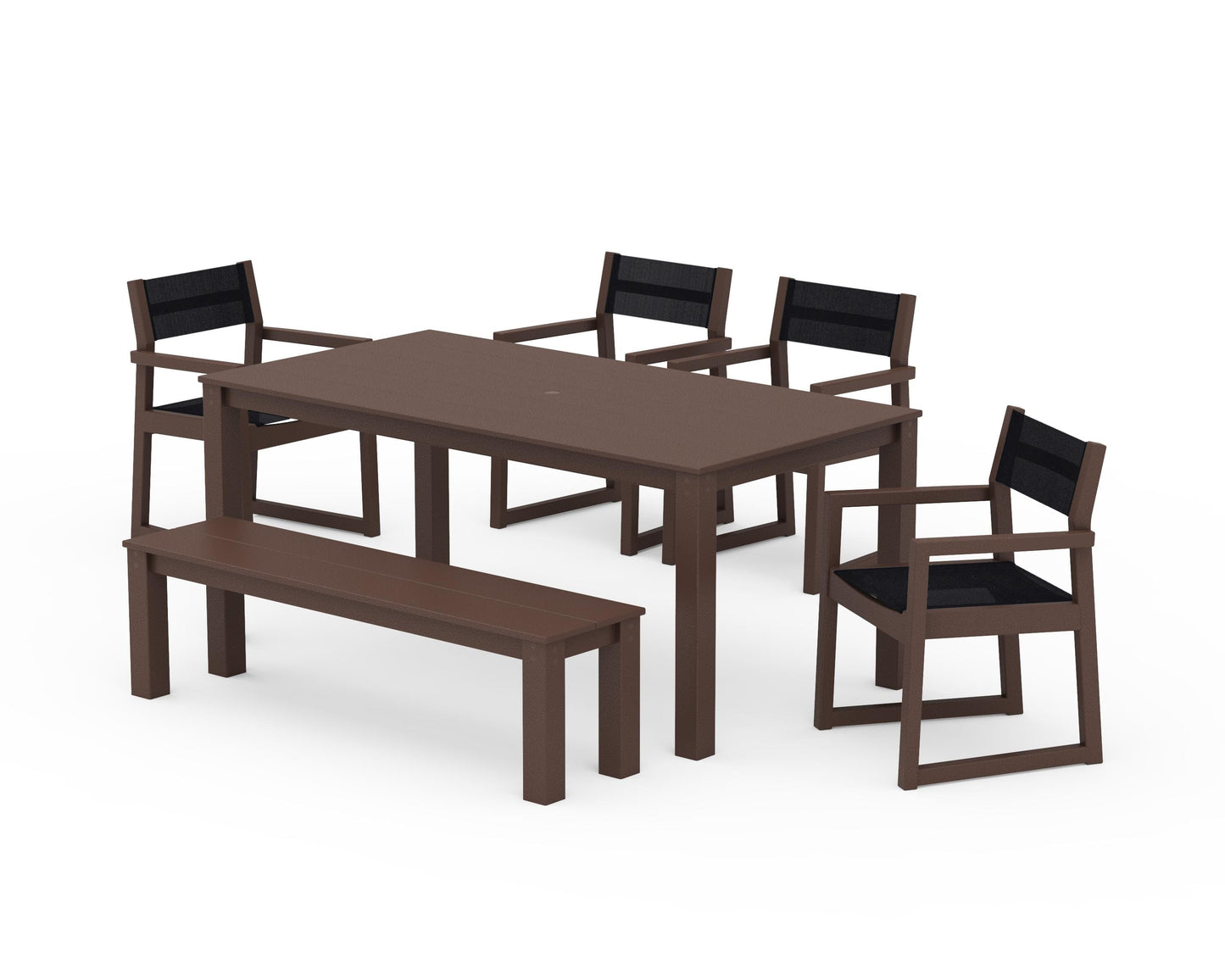 EDGE Sling Arm Chair 6-Piece Parsons Dining Set with Bench