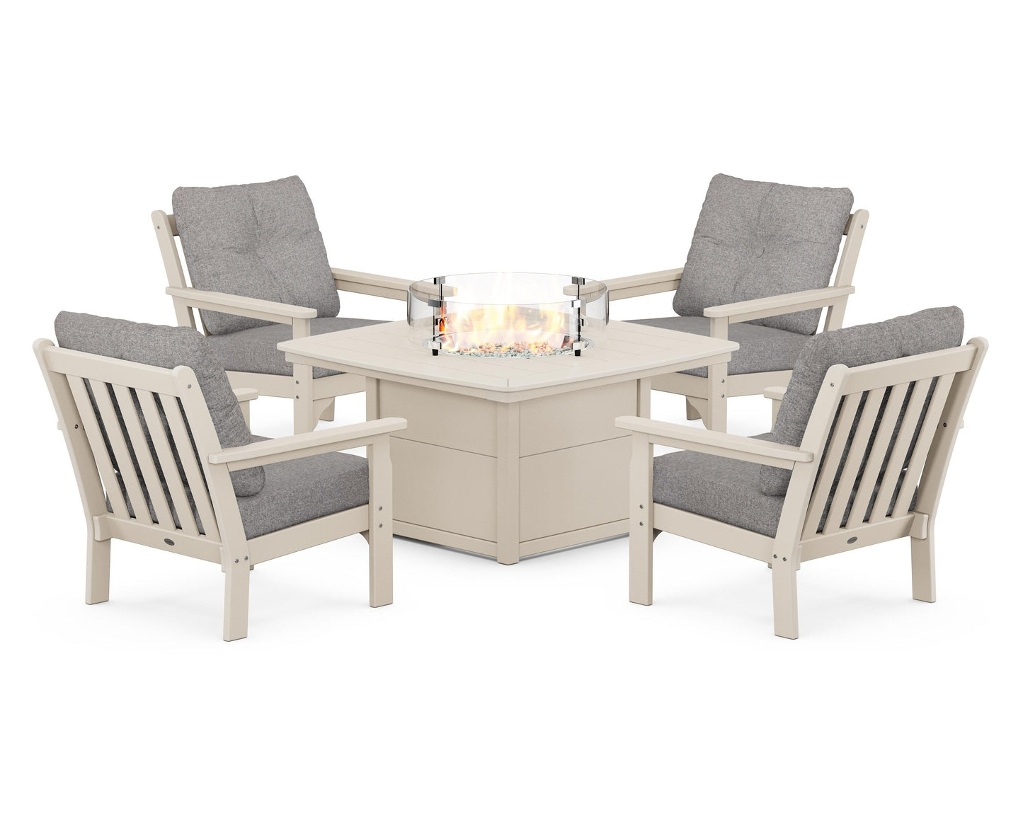 Vineyard 5-Piece Conversation Set with Fire Pit Table