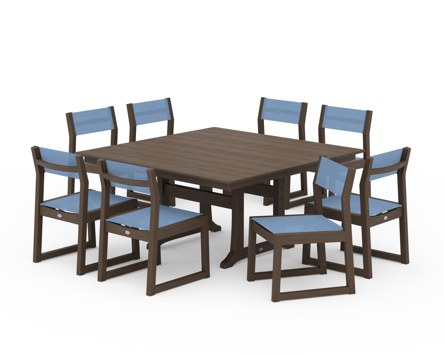 EDGE Sling Side Chair 9-Piece Farmhouse Trestle Dining Set