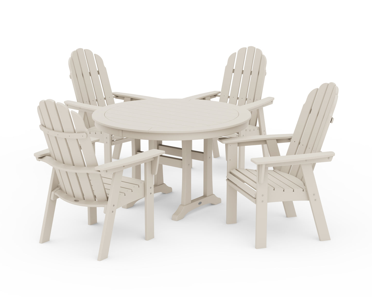 Vineyard Curveback Adirondack 5-Piece Nautical Trestle Dining Set