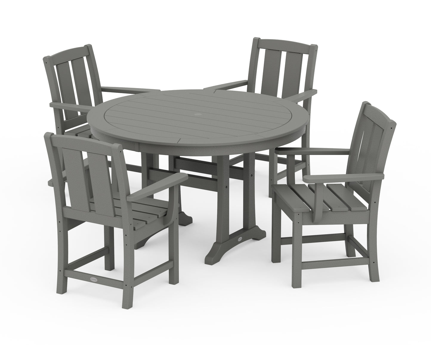 Mission 5-Piece Round Dining Set with Trestle Legs