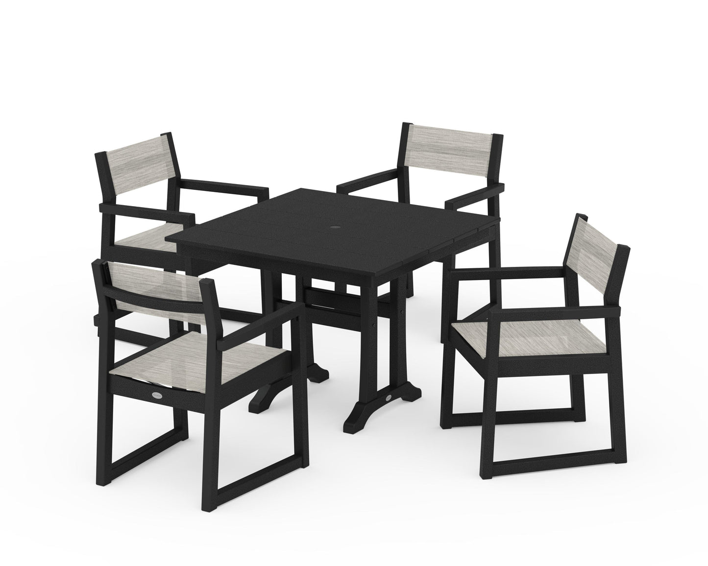 EDGE Sling 5-Piece Farmhouse Dining Set with Trestle Legs