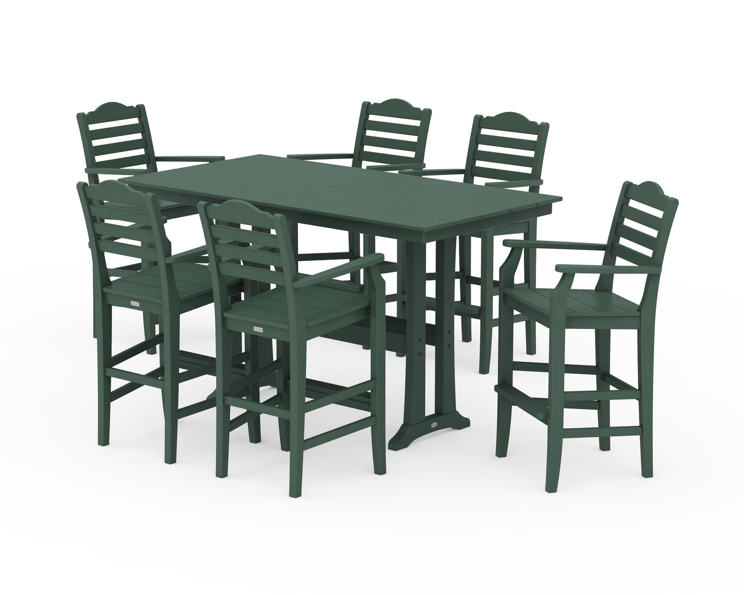 Savannah Arm Chair 7-Piece Farmhouse Bar Set with Trestle Legs