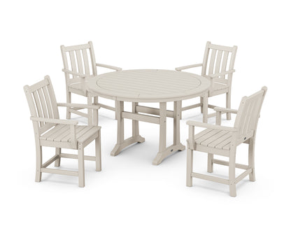 Traditional Garden 5-Piece Round Dining Set with Trestle Legs