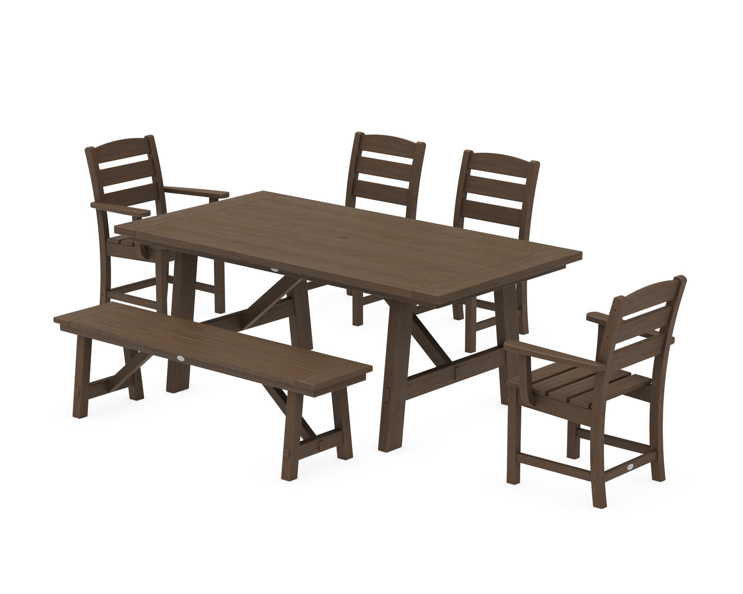 Lakeside 6-Piece Rustic Farmhouse Dining Set With Bench