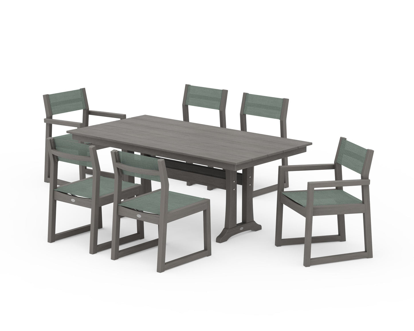 EDGE Sling 7-Piece Farmhouse Trestle Dining Set