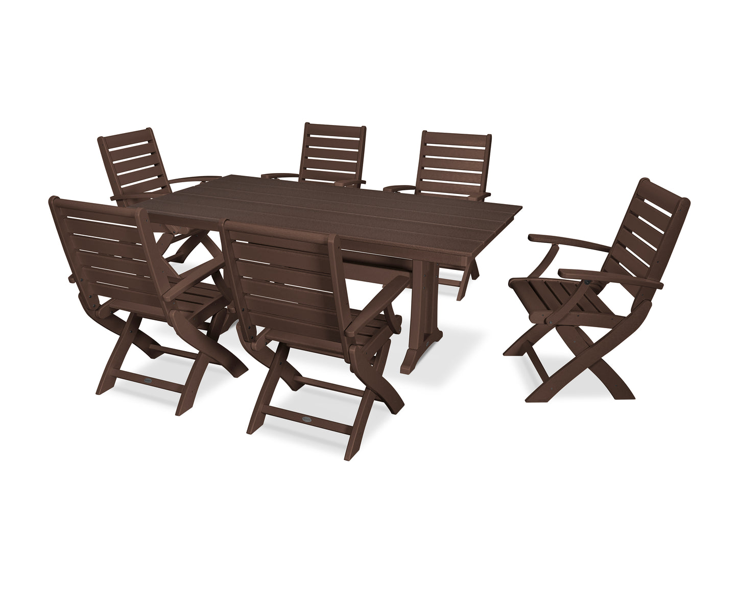 Signature Folding Chair 7-Piece Farmhouse Dining Set with Trestle Legs