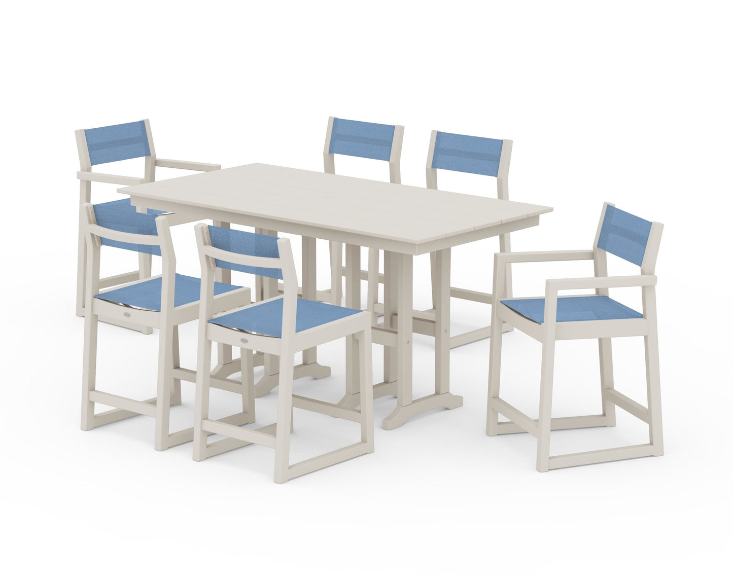 EDGE Sling 7-Piece Farmhouse Counter Set with Trestle Legs