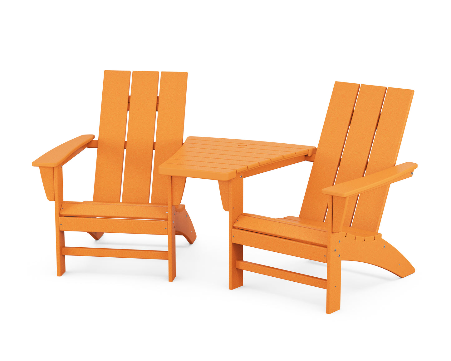 Modern 3-Piece Adirondack Set with Angled Connecting Table