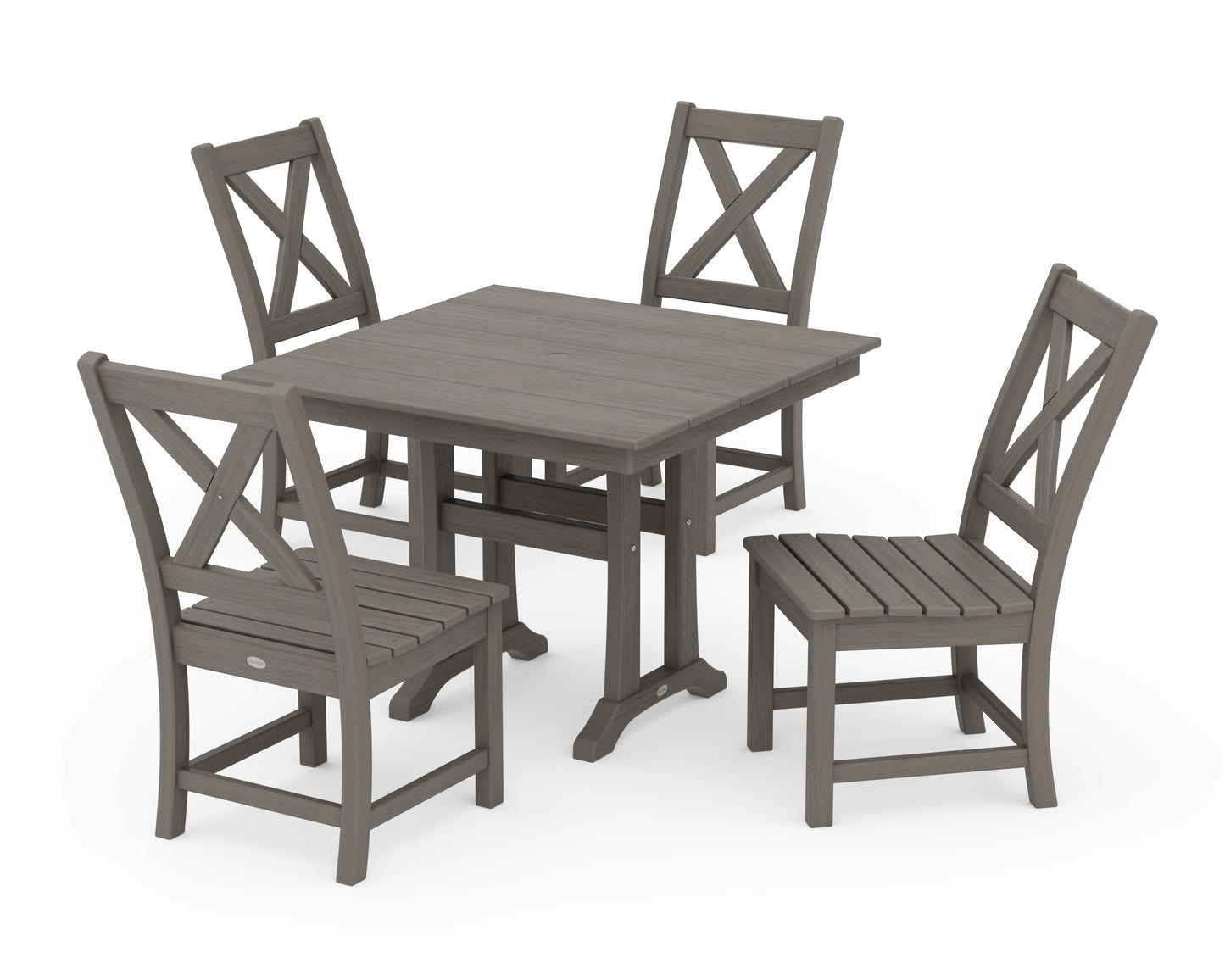 Braxton Side Chair 5-Piece Farmhouse Dining Set With Trestle Legs