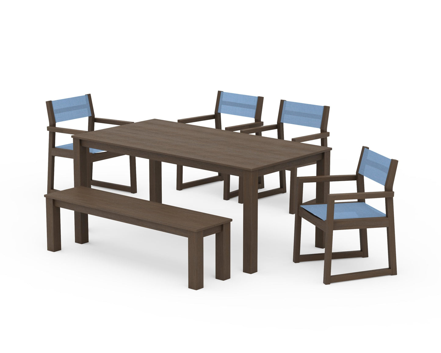 EDGE Sling Arm Chair 6-Piece Parsons Dining Set with Bench