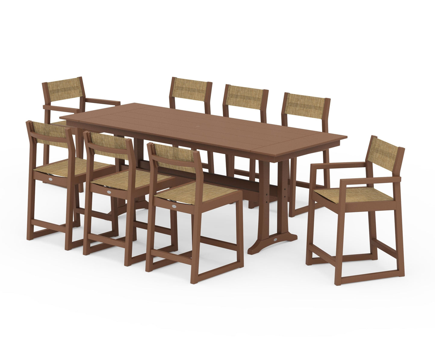 EDGE Sling 9-Piece Farmhouse Counter Set with Trestle Legs