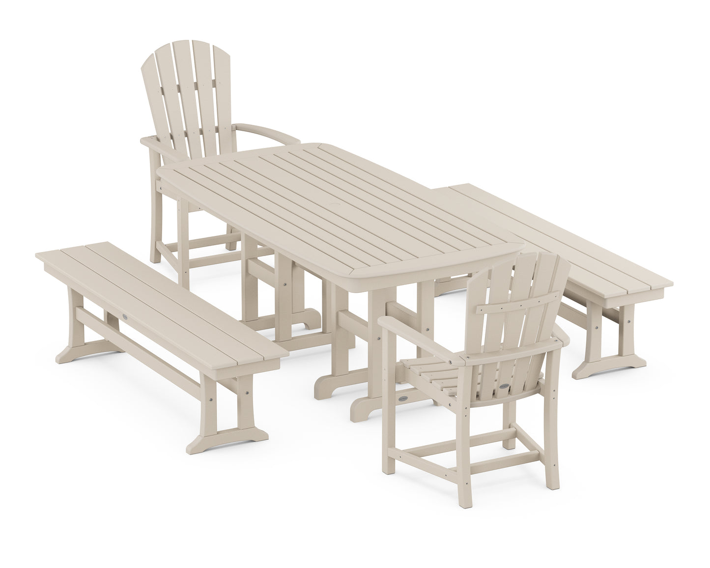 Palm Coast 5-Piece Dining Set with Benches