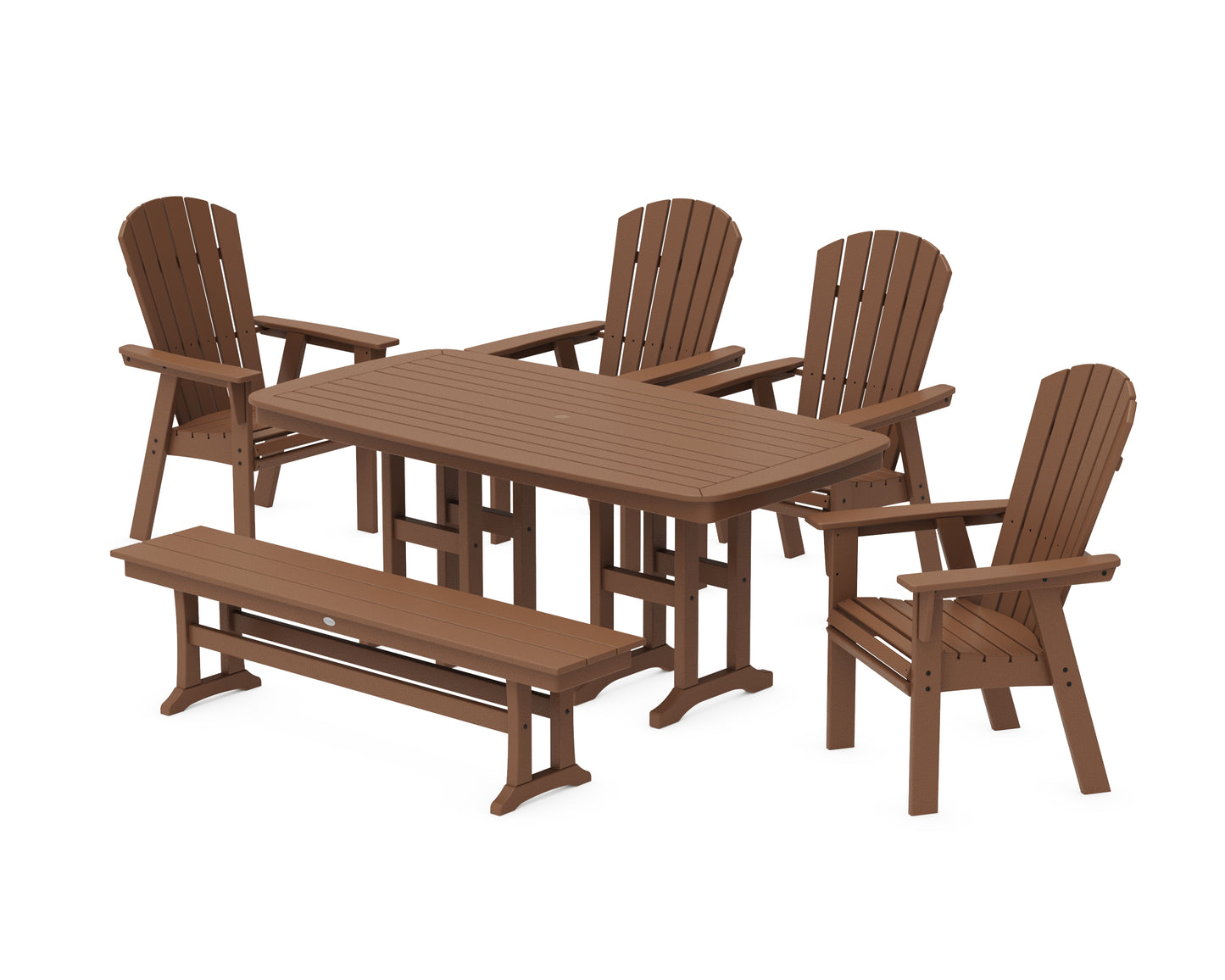 Nautical Curveback Adirondack 6-Piece Dining Set with Bench