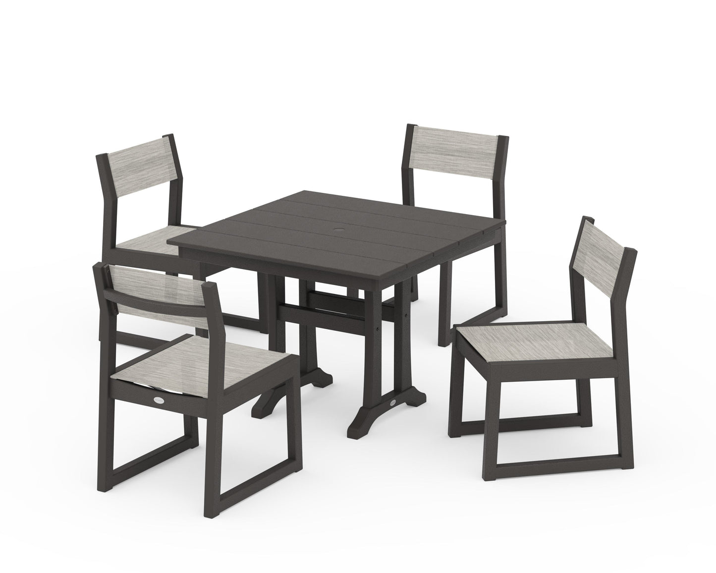 EDGE Sling 5-Piece Farmhouse Trestle Side Chair Dining Set