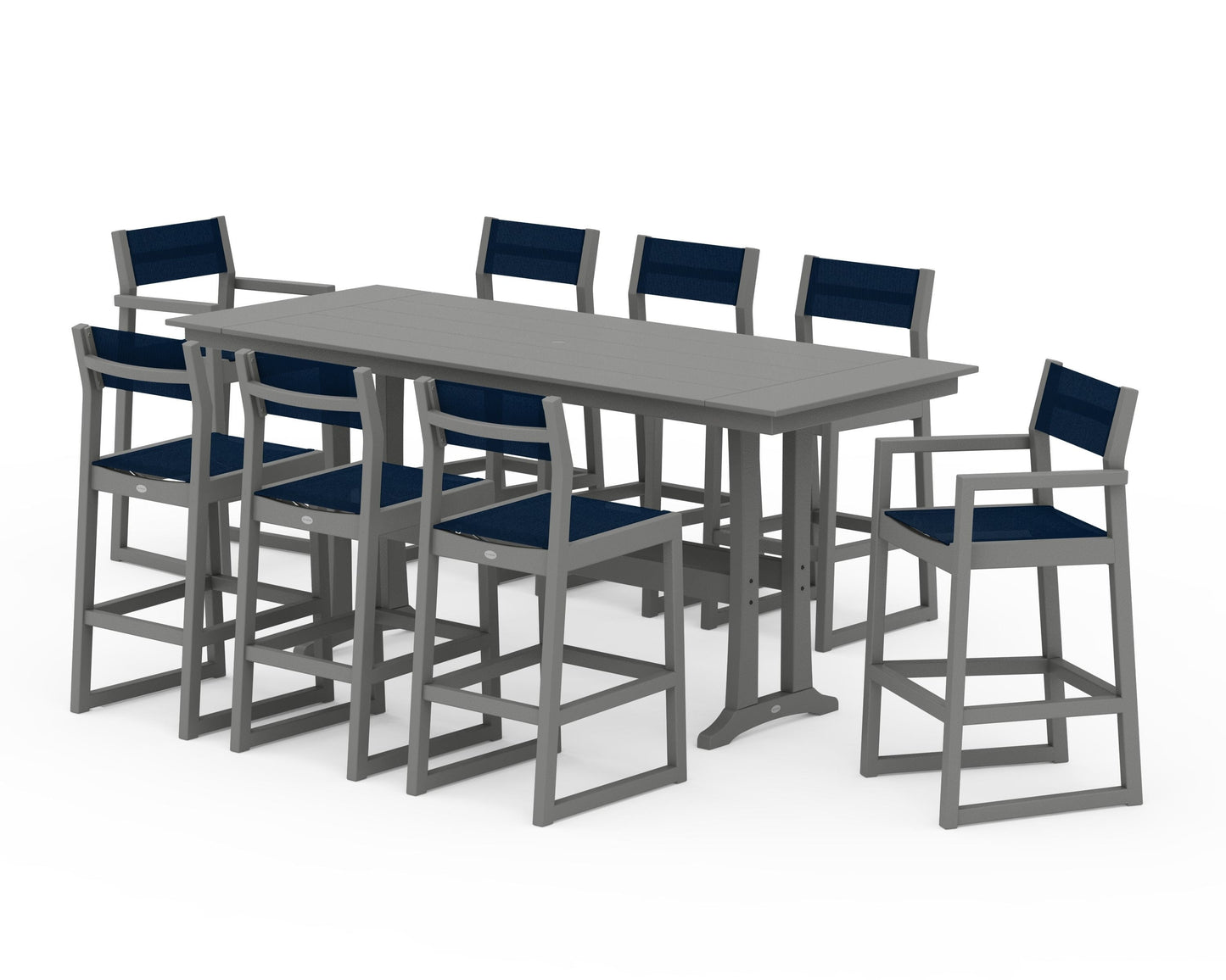 EDGE Sling 9-Piece Farmhouse Bar Set with Trestle Legs