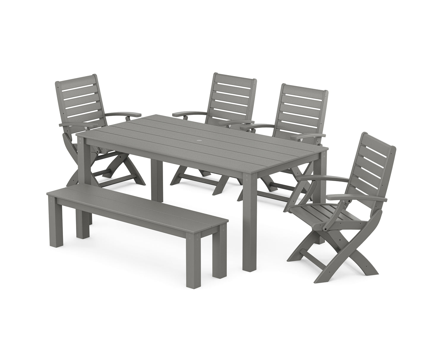 Signature Folding Chair 6-Piece Parsons Dining Set with Bench