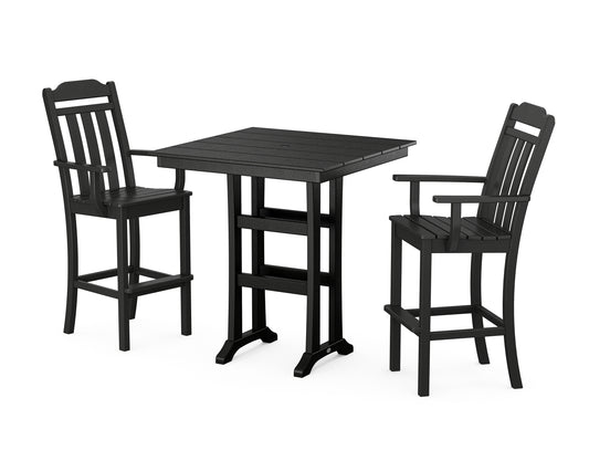 Cottage 3-Piece Farmhouse Bar Set with Trestle Legs