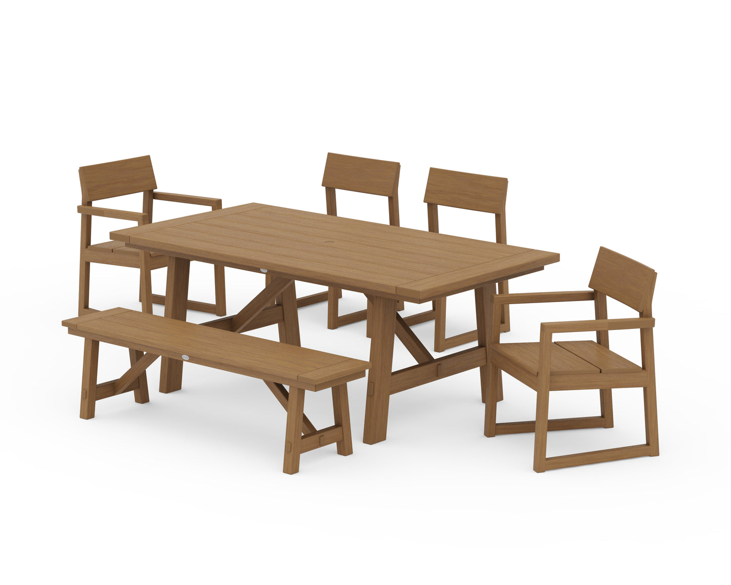 EDGE 6-Piece Rustic Farmhouse Dining Set with Bench