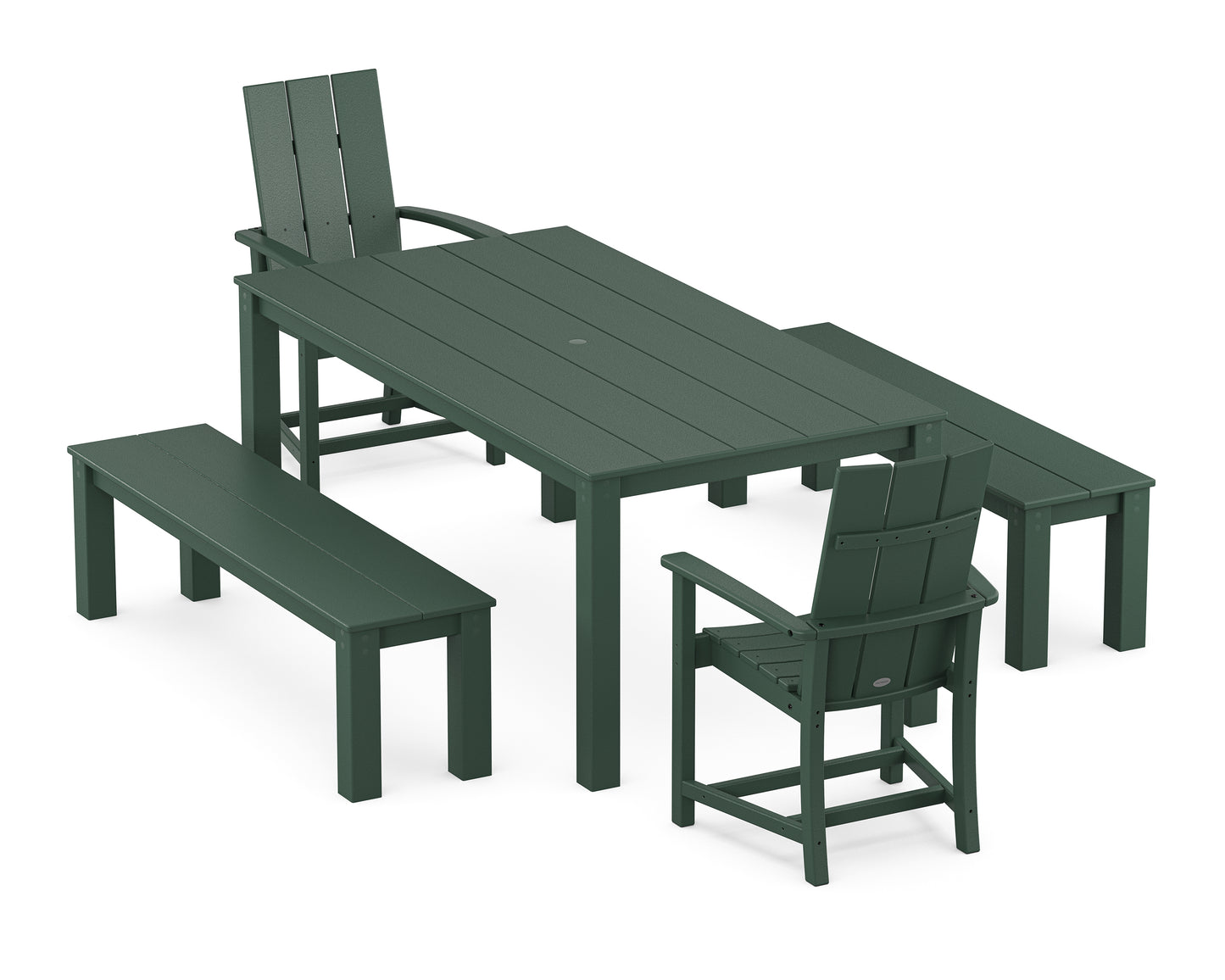 Modern Adirondack 5-Piece Parsons Dining Set with Benches