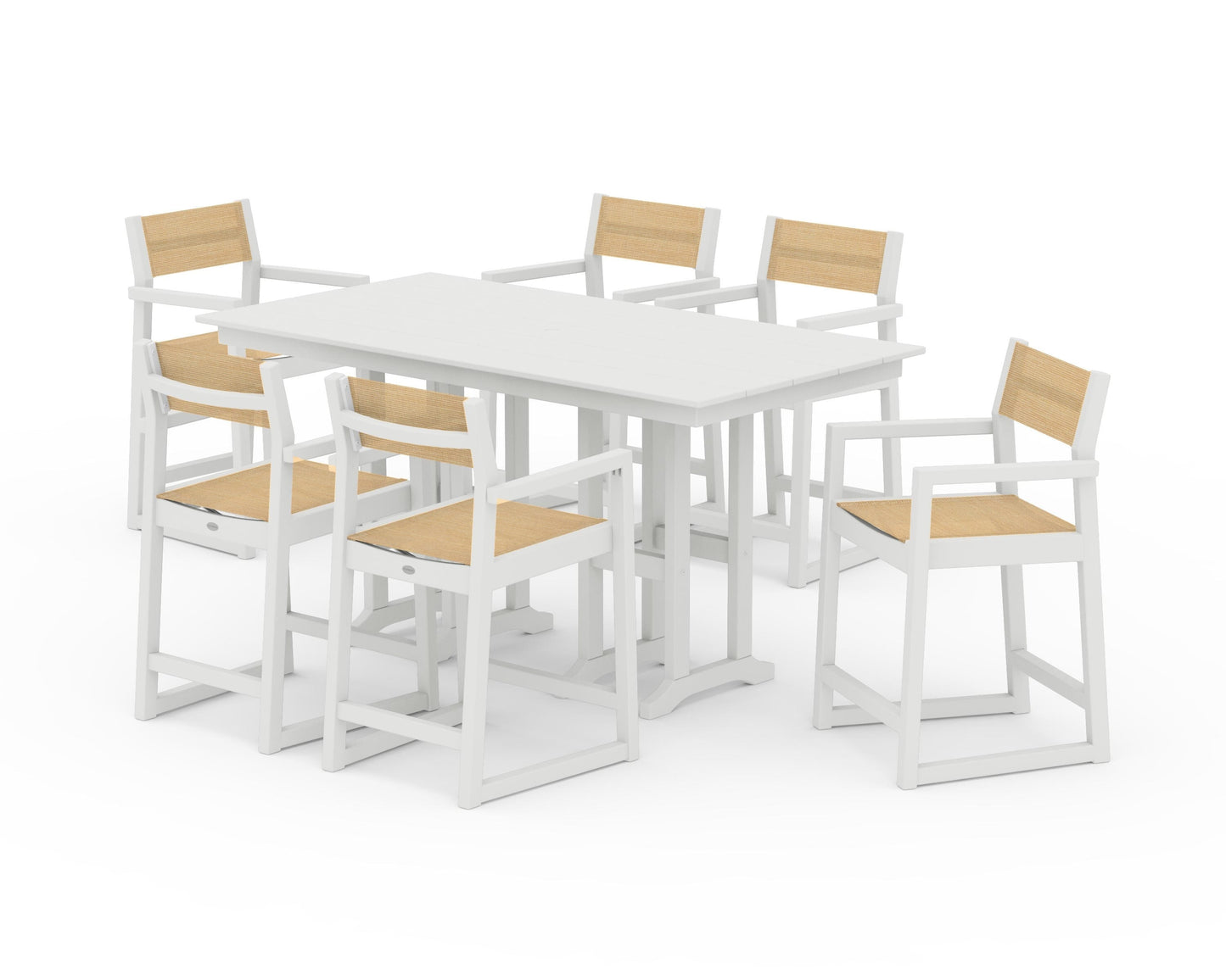 EDGE Sling Arm Chair 7-Piece Farmhouse Counter Set