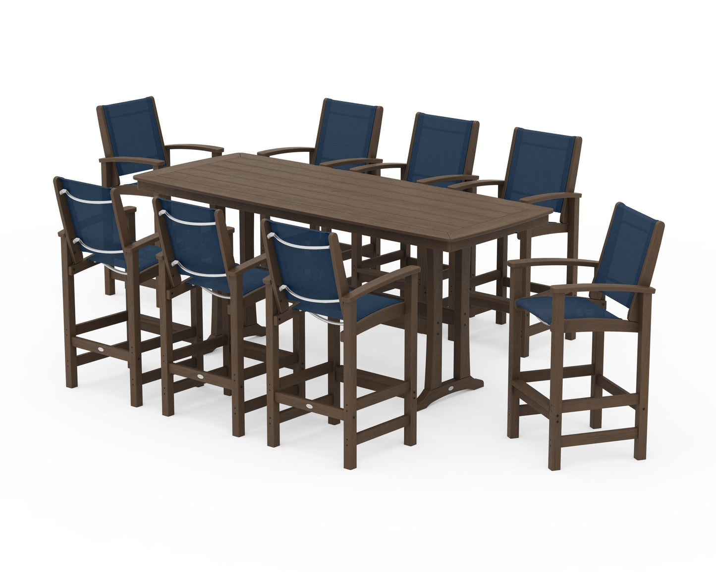 Coastal 9-Piece Bar Set with Trestle Legs