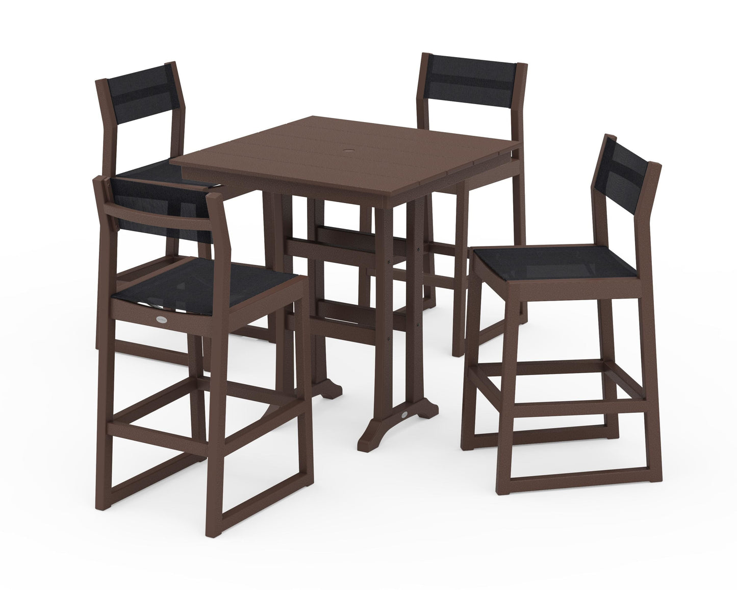 EDGE Sling Arm Chair 5-Piece Farmhouse Bar Set with Trestle Legs