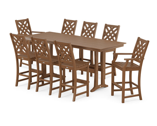 Wovendale 9-Piece Farmhouse Bar Set with Trestle Legs