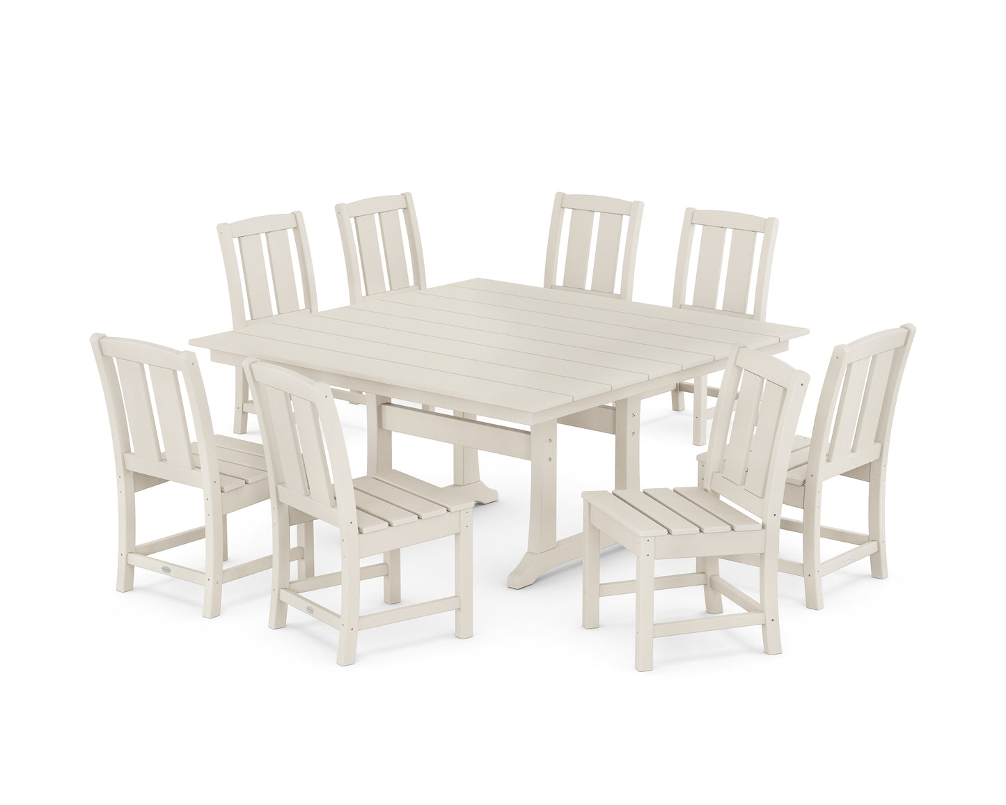 Mission Side Chair 9-Piece Square Farmhouse Dining Set with Trestle Legs