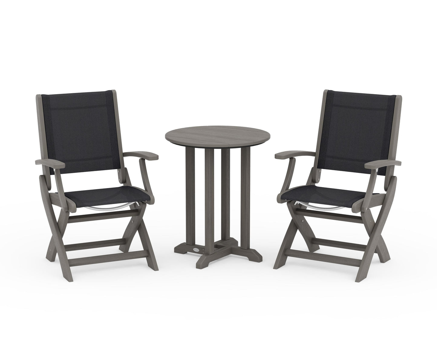 Coastal Folding 3-Piece Round Bistro Dining Set