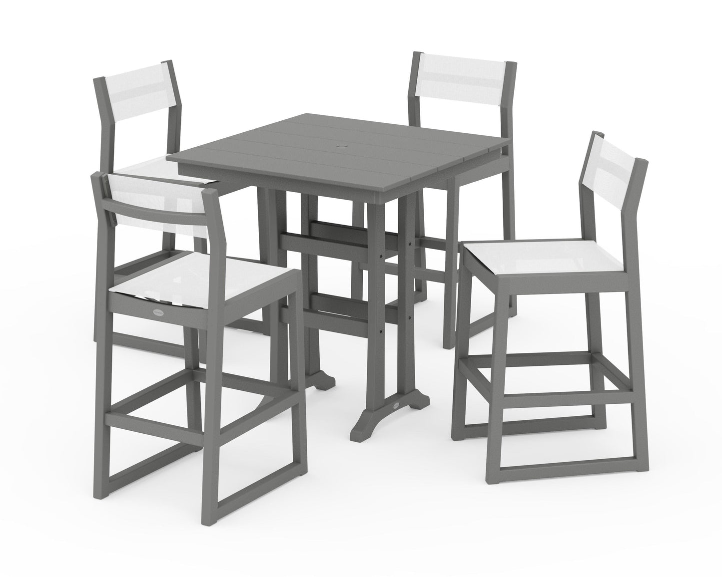EDGE Sling Arm Chair 5-Piece Farmhouse Bar Set with Trestle Legs