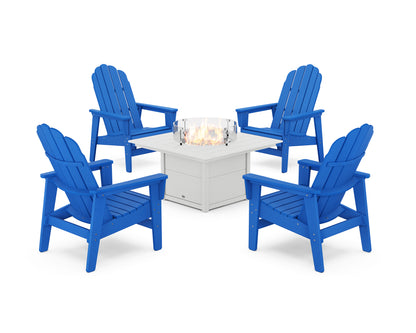 5-Piece Vineyard Grand Upright Adirondack Conversation Set with Fire Pit Table