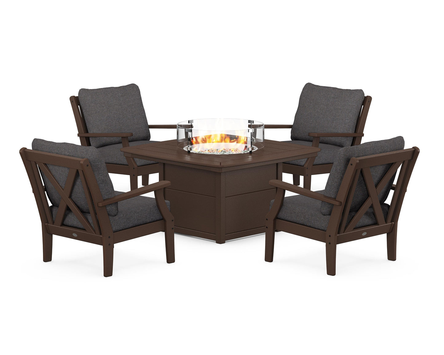 Braxton 5-Piece Deep Seating Conversation Set with Fire Pit Table