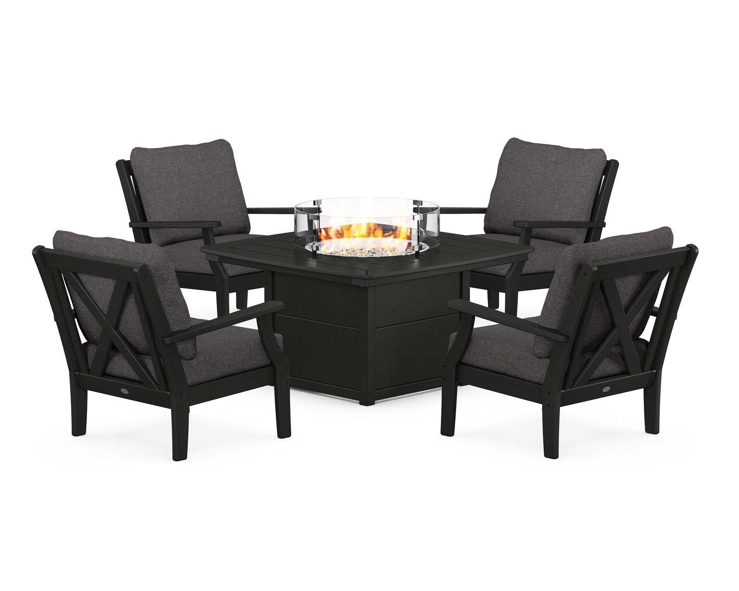 Braxton 5-Piece Deep Seating Conversation Set with Fire Pit Table