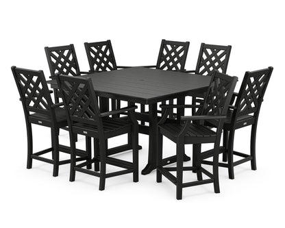 Wovendale 9-Piece Square Farmhouse Counter Set with Trestle Legs