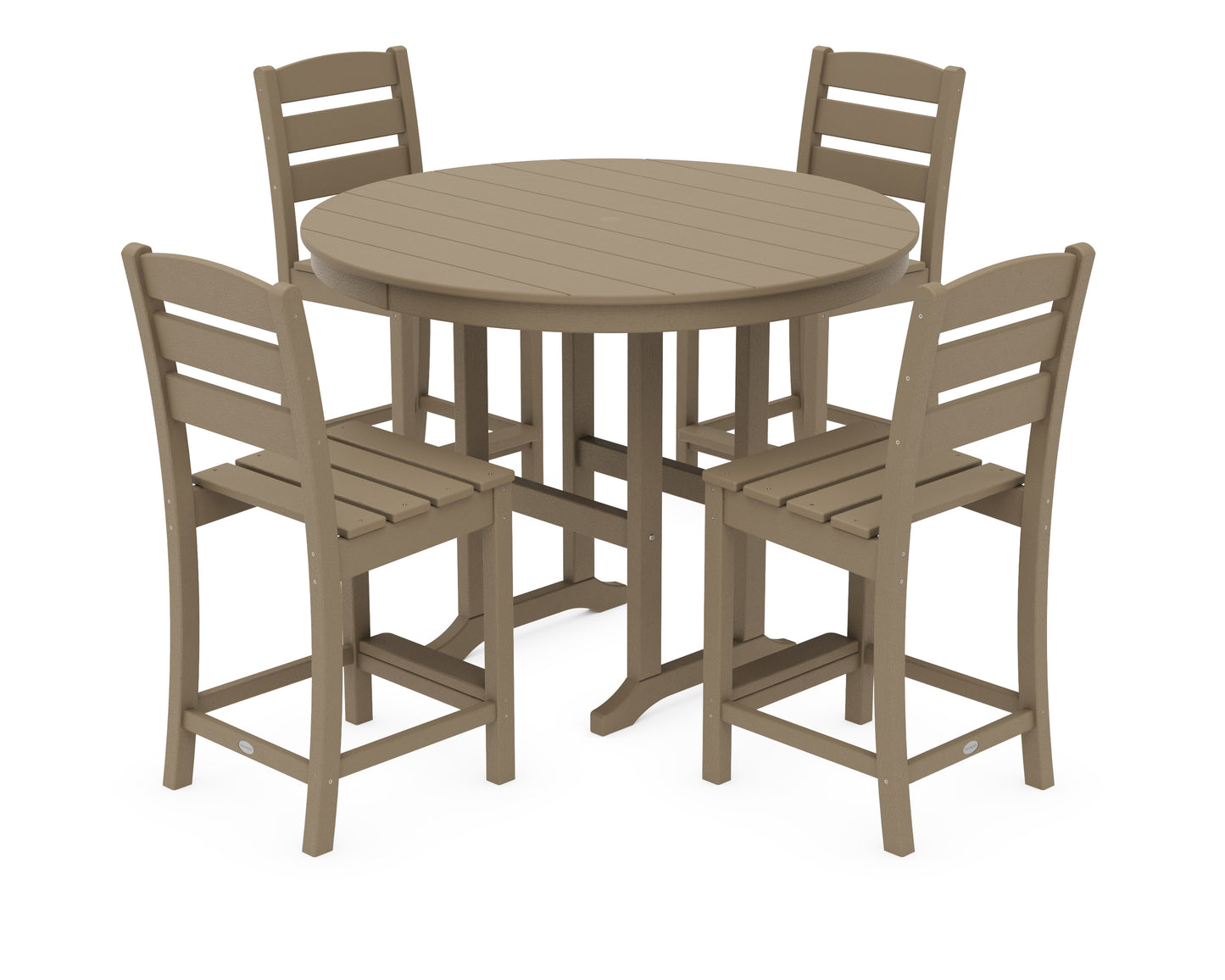 Lakeside 5-Piece Farmhouse Round Side Chair Counter  Set