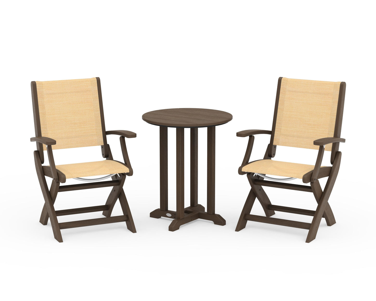 Coastal Folding 3-Piece Round Bistro Dining Set