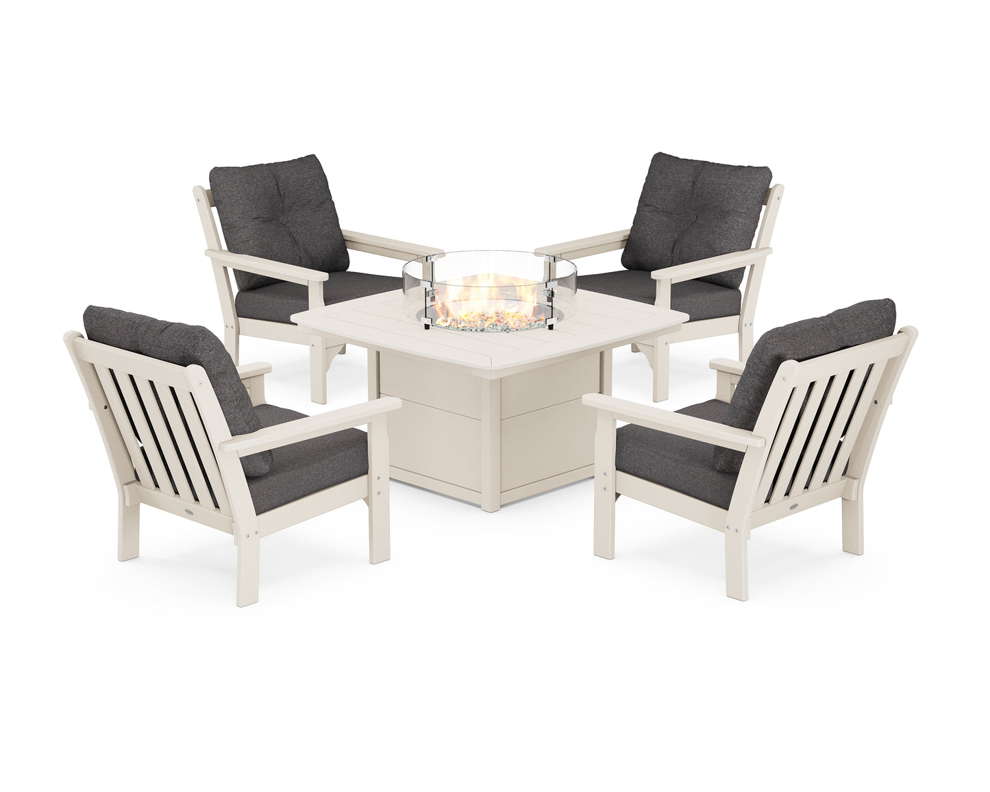 Vineyard 5-Piece Conversation Set with Fire Pit Table