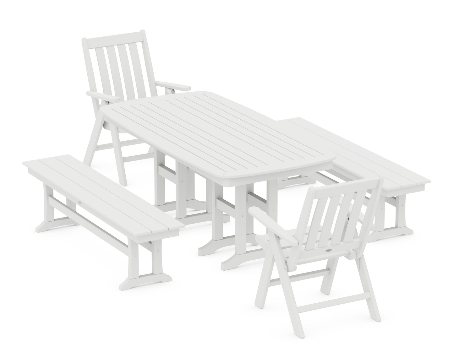 Vineyard Folding Chair 6-Piece Dining Set with Benches