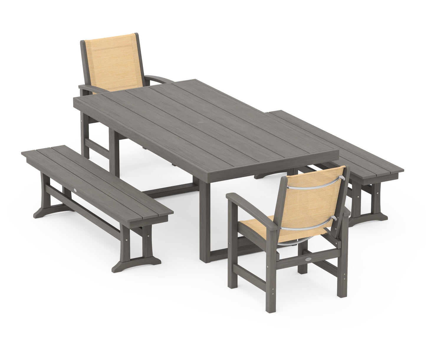 Coastal 5-Piece Dining Set with Trestle Legs
