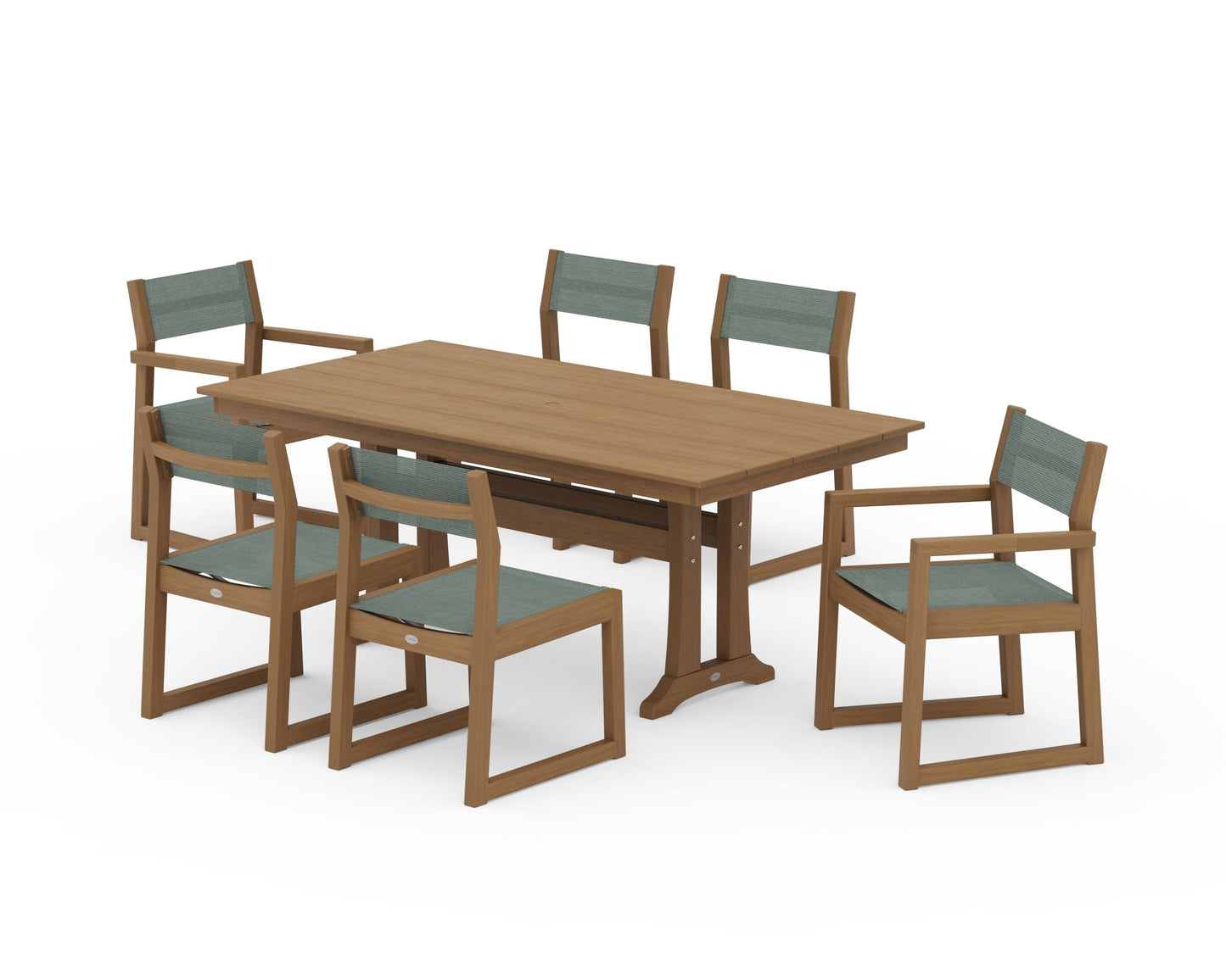 EDGE Sling 7-Piece Farmhouse Trestle Dining Set